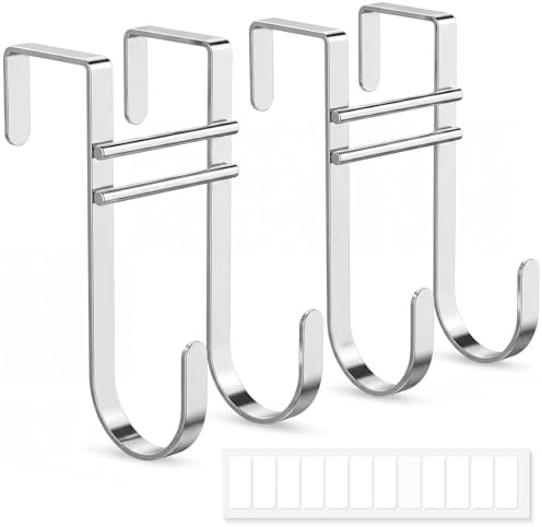 Double hanger door hooks, no assembly, silver