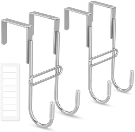 Heavy duty over the door hooks, silver