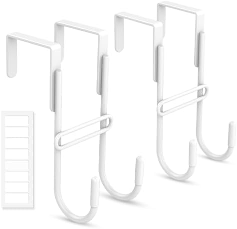 Heavy duty over the door hooks, white